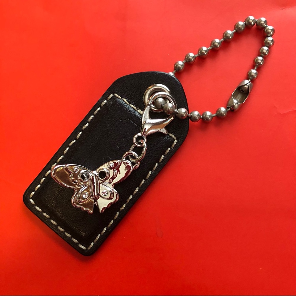 ❌SOLD❌Coach Butterfly Bag Charm w/ Coach Black Leather Hangtag